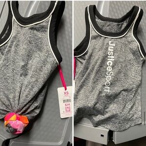 Justice Sport Gray and Black Tank Top